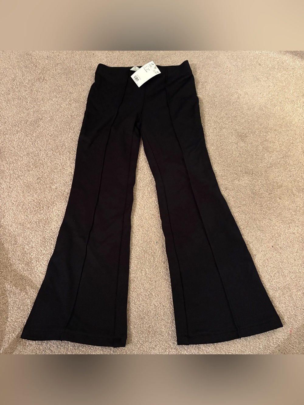 H&M Black Flared Knit Pants with seam line down middle size 8-9 years NWT